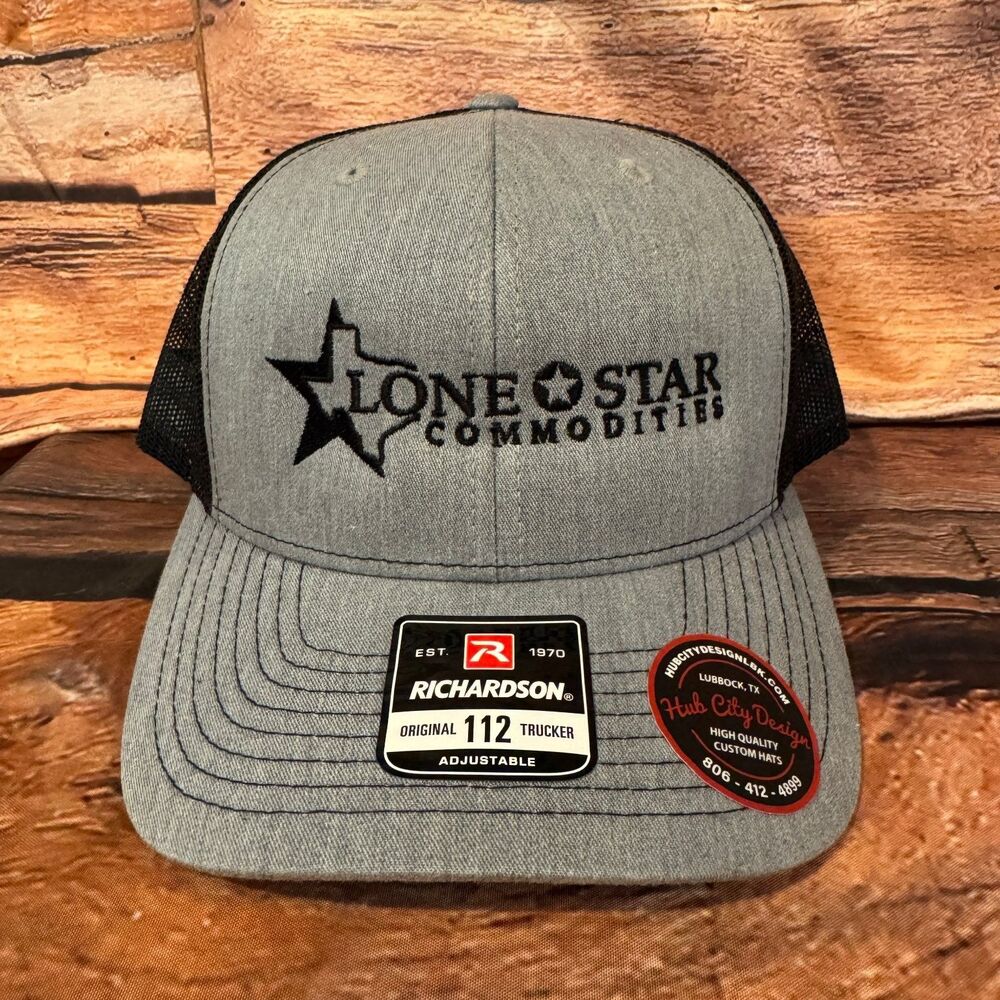 Richardson Original 112 Trucker Hat Men's Adjustable Grey Black Lone Star